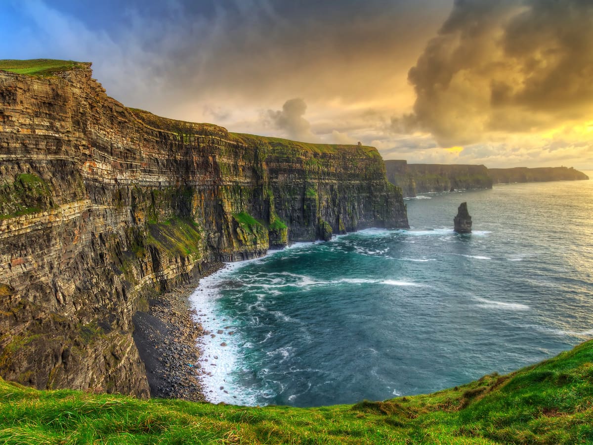 The Cliffs of Moher on Ireland’s Atlantic coast at sunset